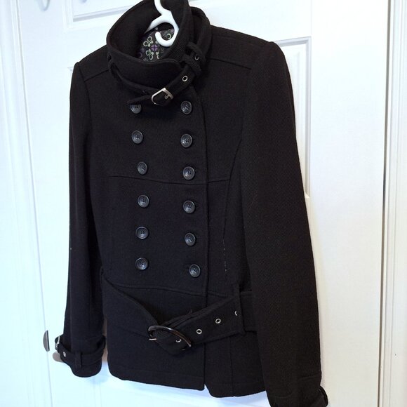 Zara TRF black wool blend jacket with cute floral lining - Picture 4 of 17